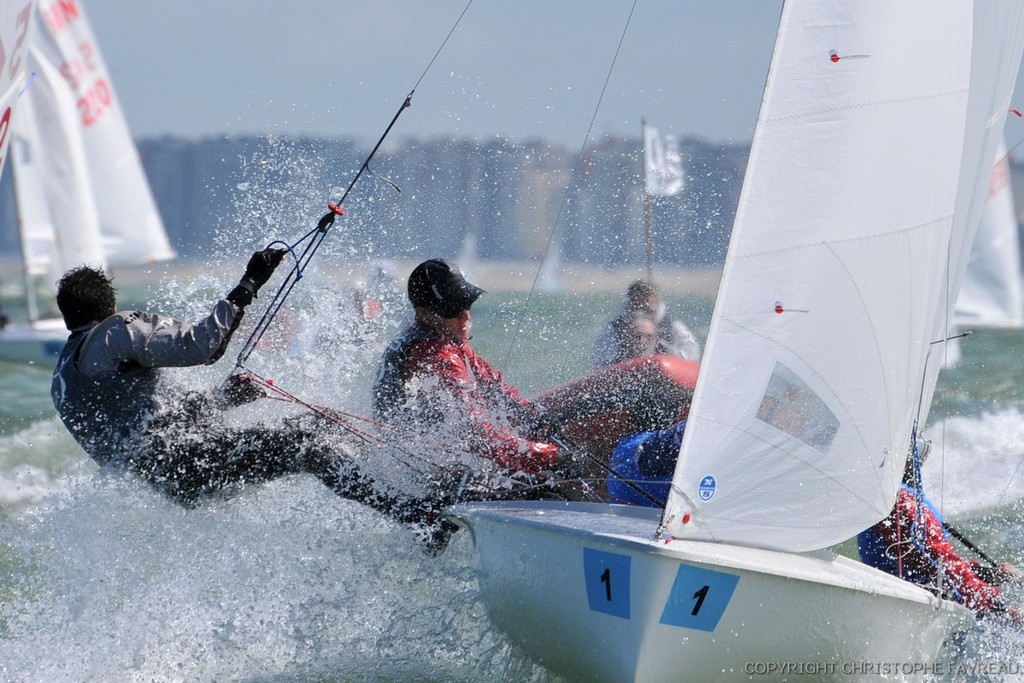 Tasmanian crew Alec Bailey and Dough Shephard racing off the coast of Belgium in the European 420 junior championship  © Christophe Favreau http://christophefavreau.photoshelter.com/